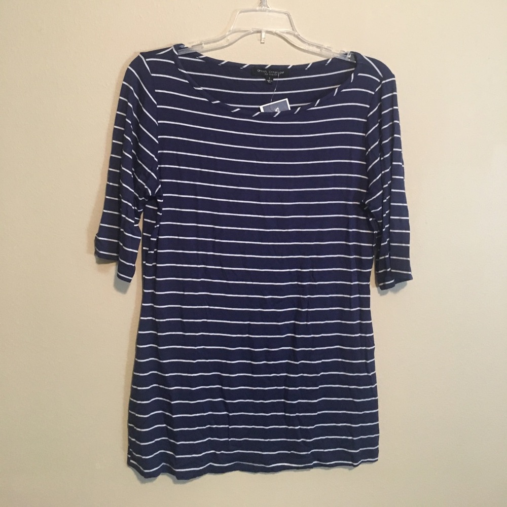 Navy and White Striped top