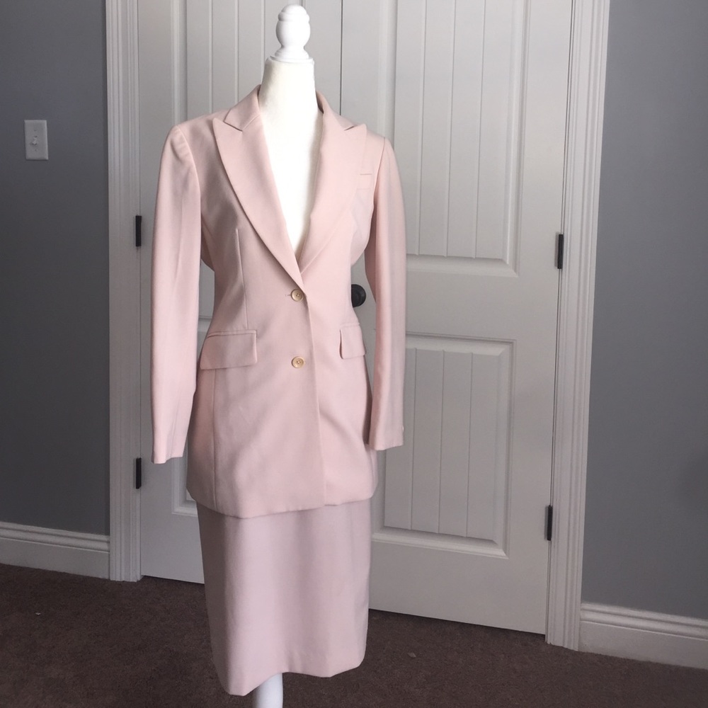 Blush pink skirt suit