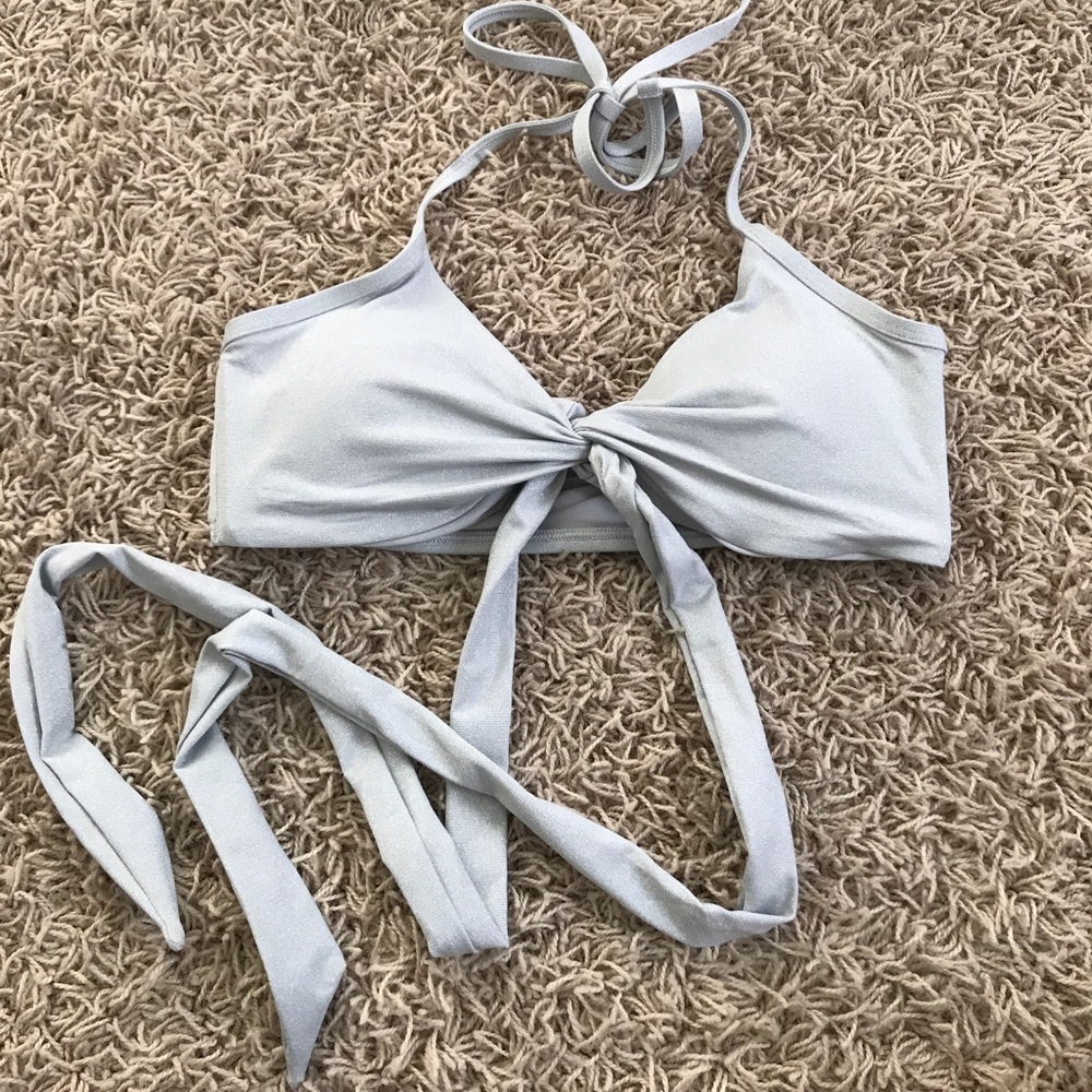 👙New Aerie Silver Wrap Around Scoop Bikini Top - Picture 3 of 6