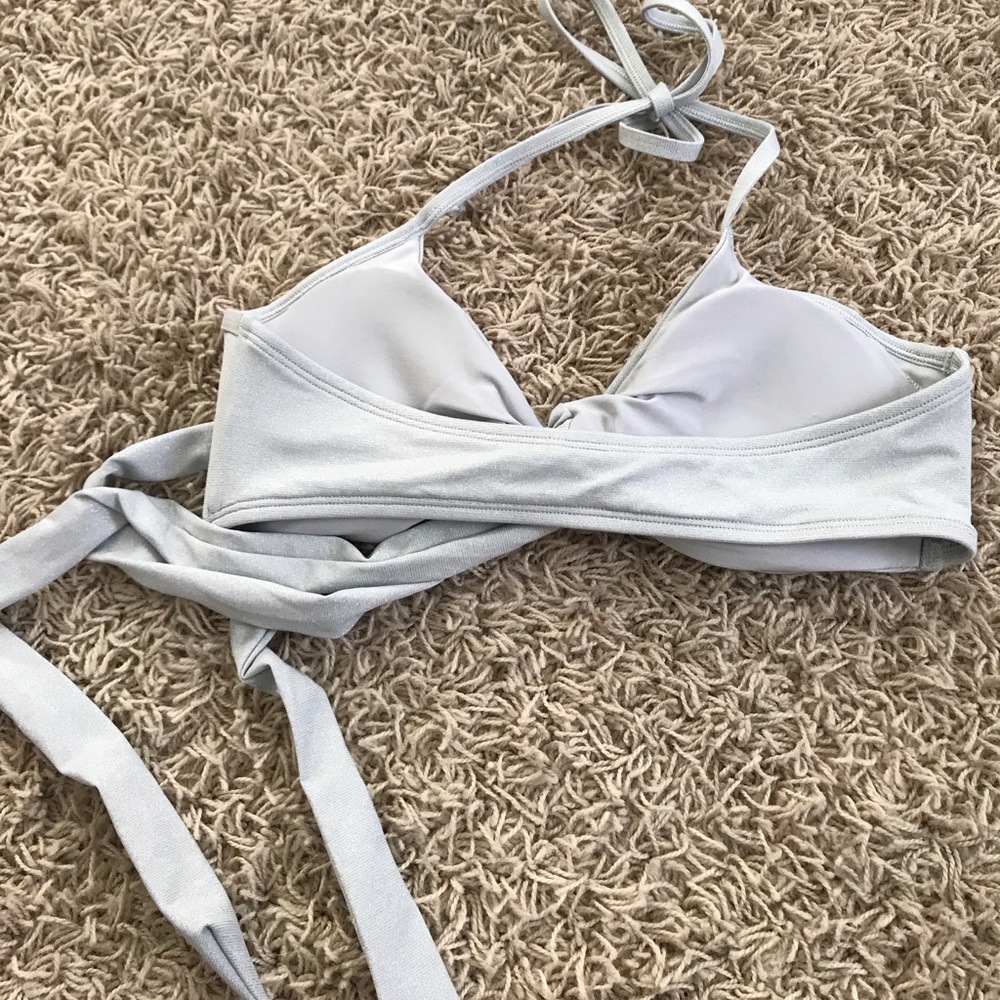 👙New Aerie Silver Wrap Around Scoop Bikini Top - Picture 5 of 6