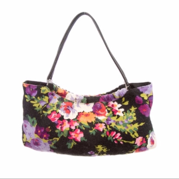 Moschino Black Floral Fabric Handbag - Picture 2 of 4