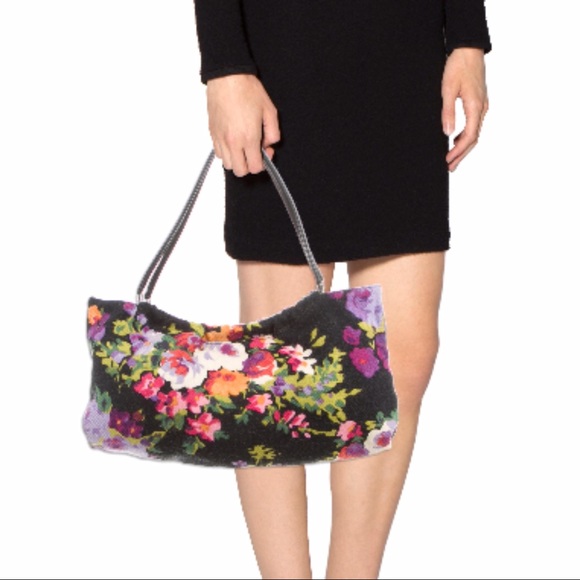 Moschino Black Floral Fabric Handbag - Picture 3 of 4