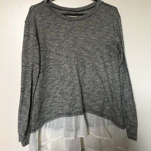Hollister Ruffle Hem Grey Sweater