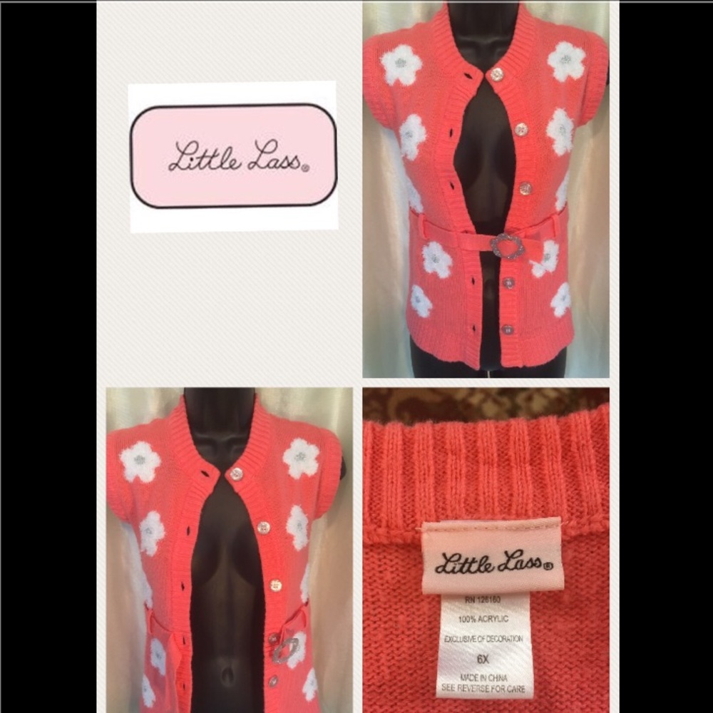 Little Lass Girls Salmon/Pink Faux Wool SIZE 6X
