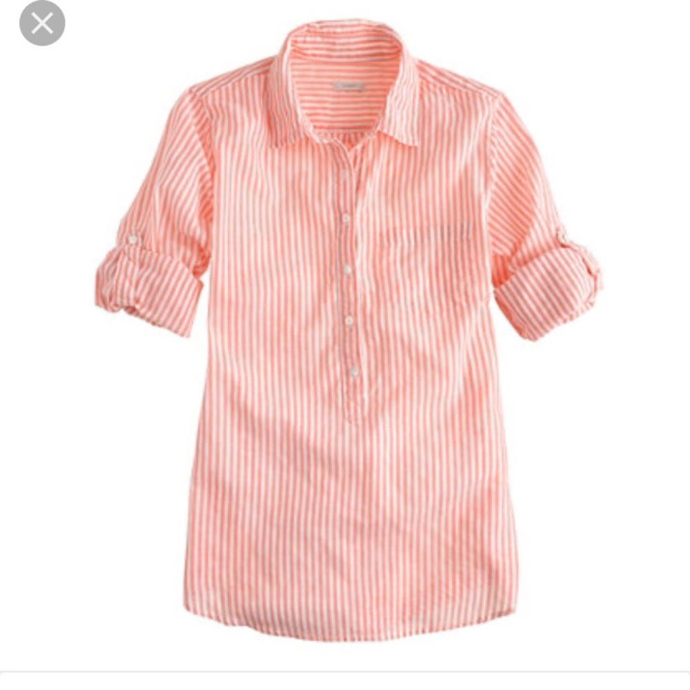 J.crew Camp Popover in Pink Neon Rose Stripe