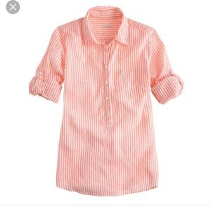J.crew Camp Popover in Pink Neon Rose Stripe