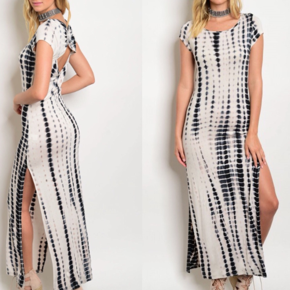 🌻 Black & Tan Maxi tie die Dress