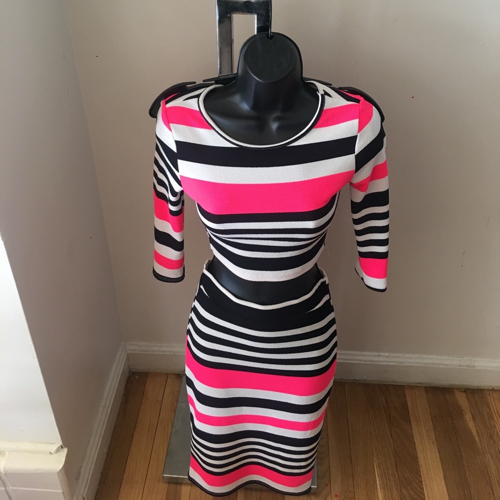 Pink, black and white skirt set by KTOO