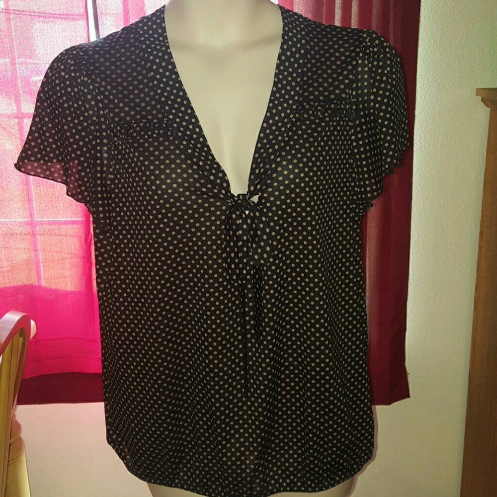 Short sleeve sheer blouse.