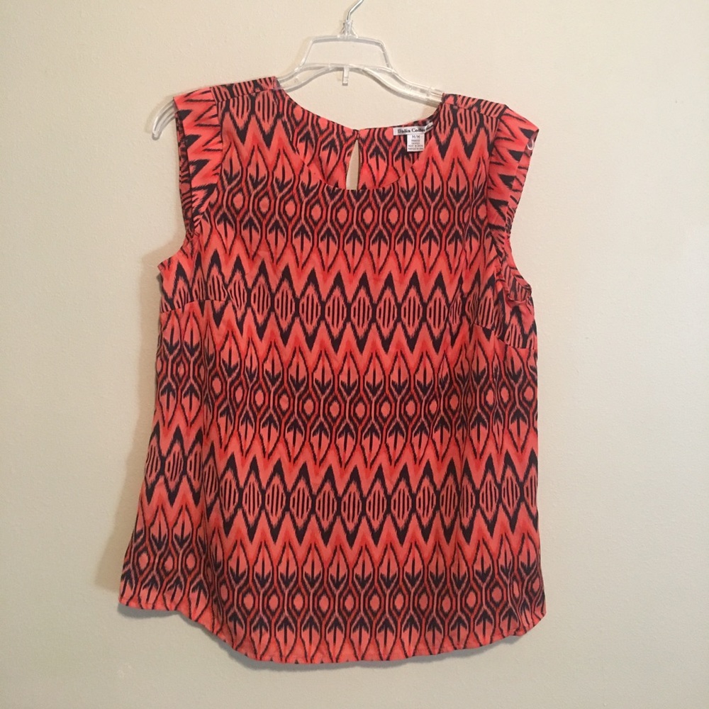 Orange and Black Keyhole Blouse