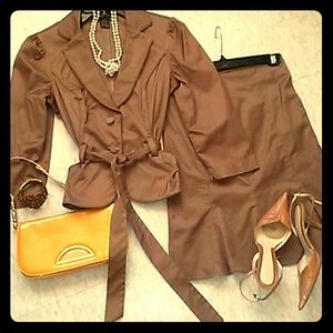A Stylish Copper-Colored Skirt Set