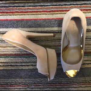 👠 ALDO BLUSH SUEDE LEATHER PEEP TOE HEELS