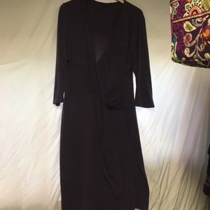 Tiana B 1x purple mock wrap dress