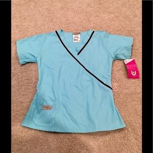 Urbane Mock Wrap Scrub Top XS