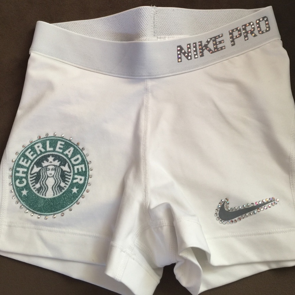 Bedazzled Nike Pros - Starbucks - Cheer Shorts