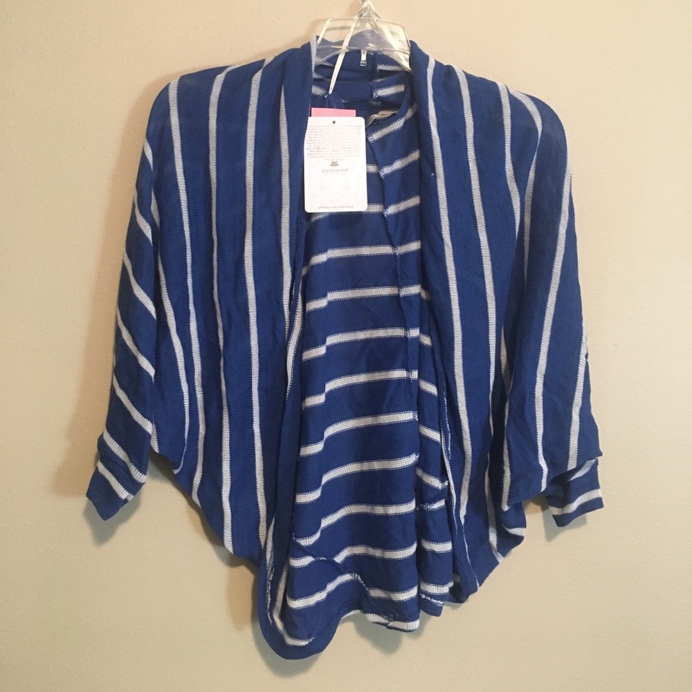 Blue and White Striped Cardigan