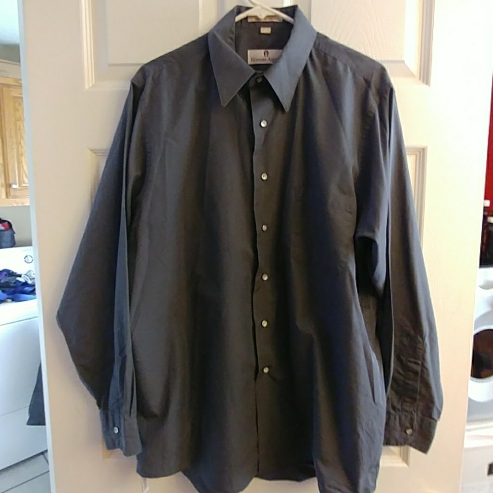 Mens LS Dress Shirt Charcoal 16.5 34/35