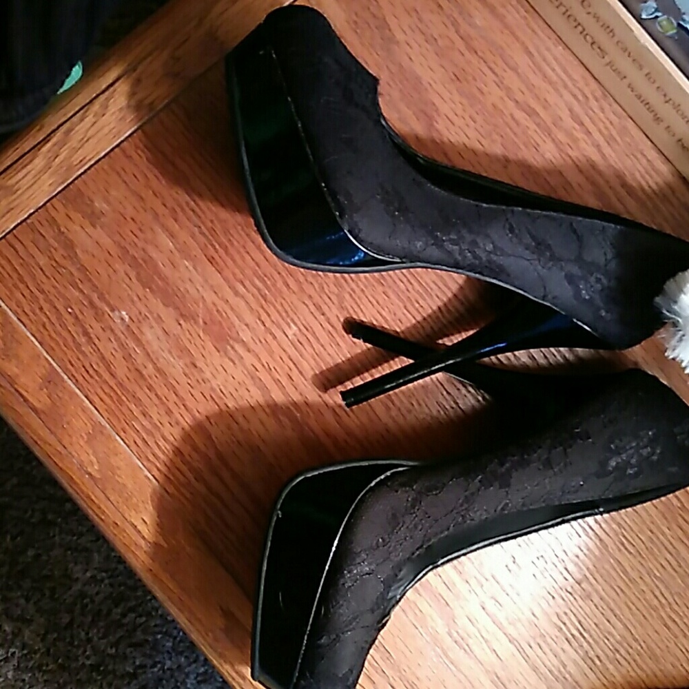 Black lace stilettos