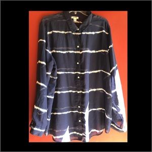 Sheer Blouse Navy/White