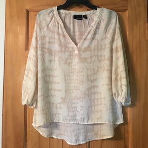 ✨ Patterned Cynthia Rowley V-Neck Sheer Blouse