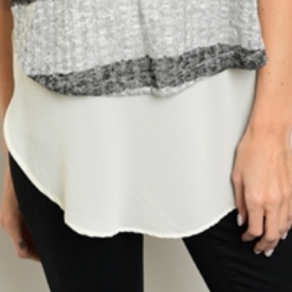 Gray Stripe Knit Top w/Chiffon Bottom - Picture 5 of 6