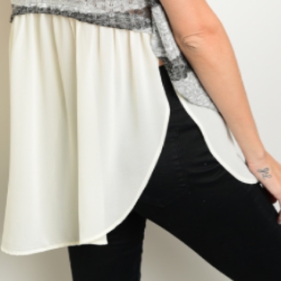 Gray Stripe Knit Top w/Chiffon Bottom - Picture 6 of 6