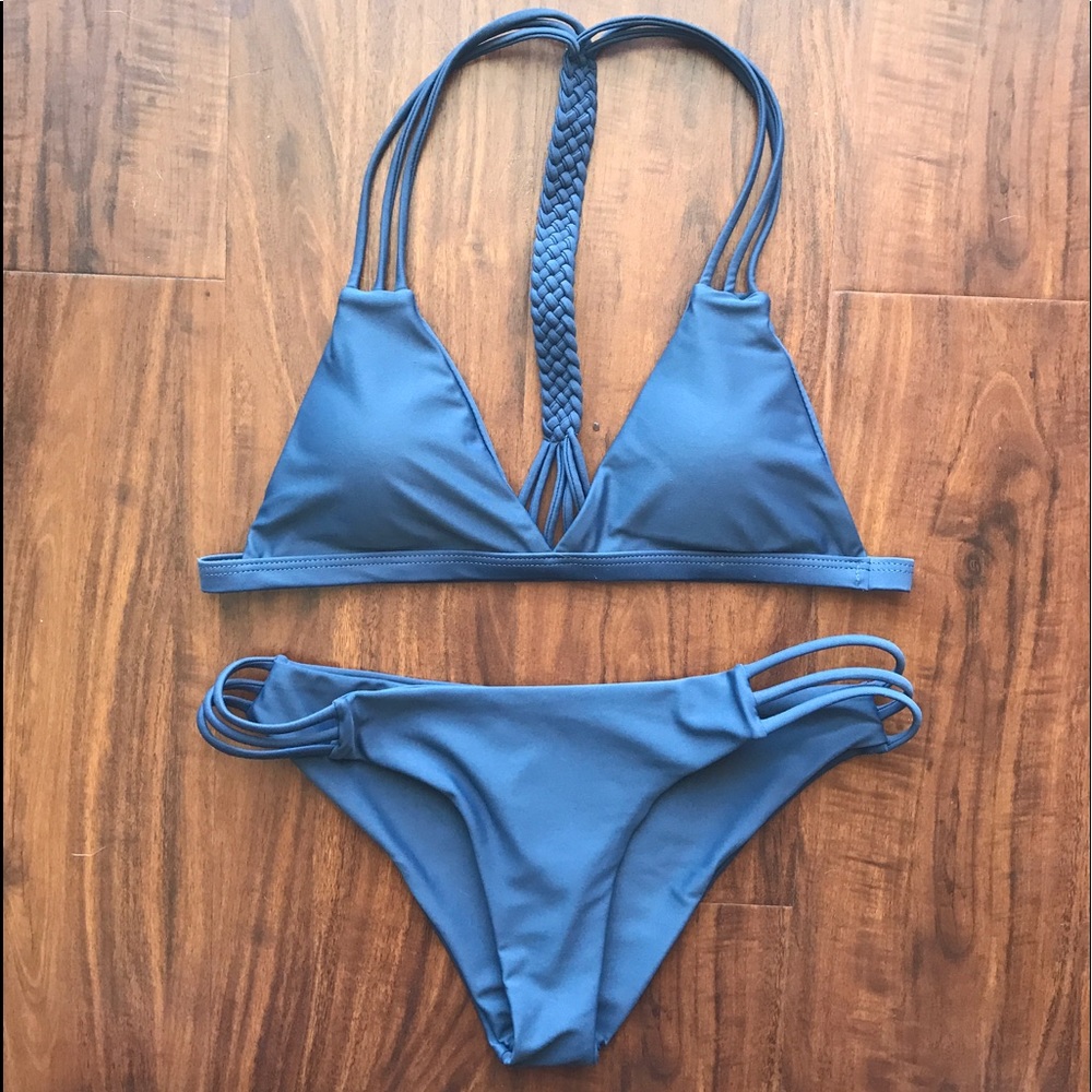 Blue, braided bikini set - Picture 1 of 2