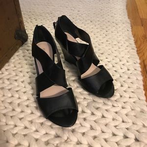 Black Cross Strap Wedges