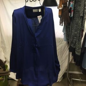 Chicos sz 3 (16) navy satin feel blouse