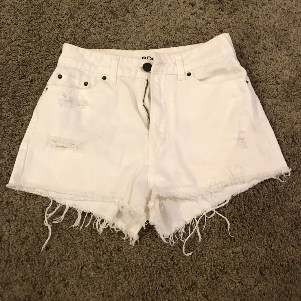 White High-rise Denim Shorts