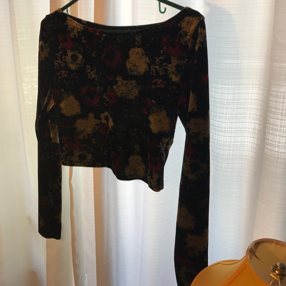 Velvet long sleeved crop top -urban outfitters