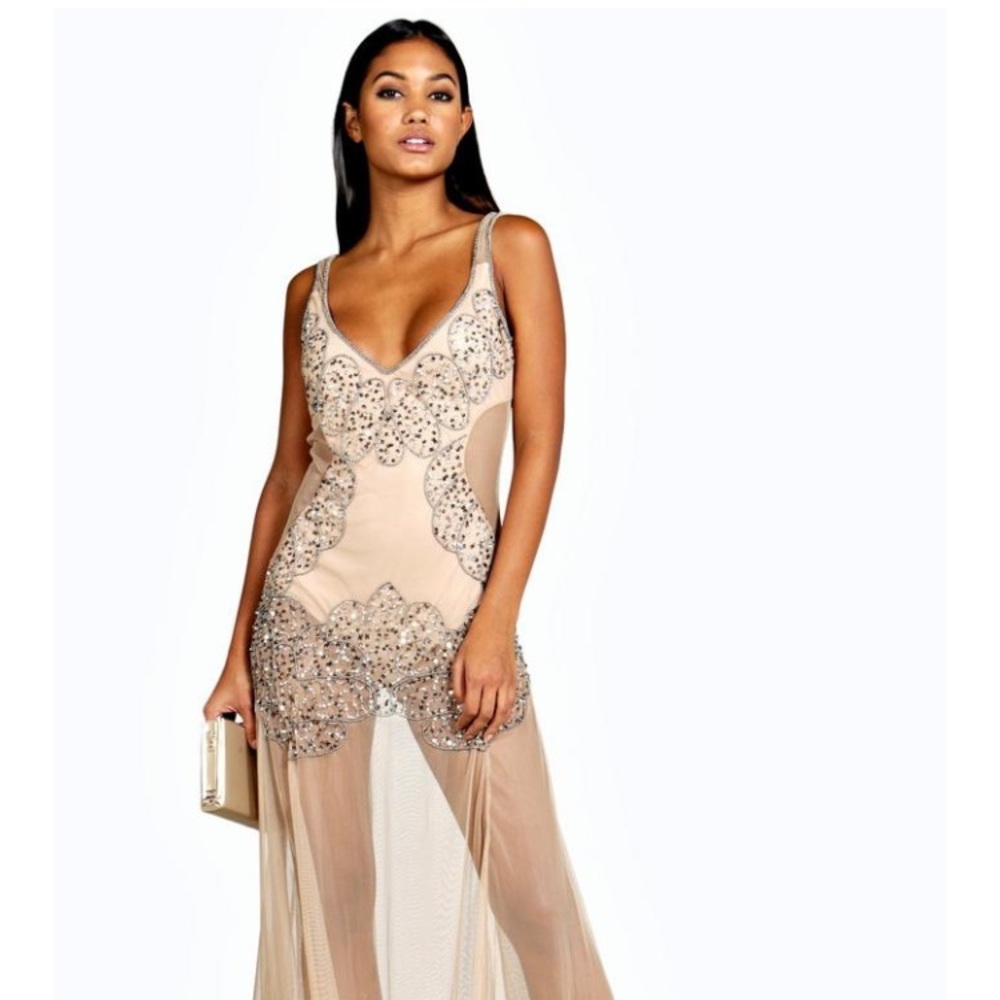 Beautiful sheer beaded gown!