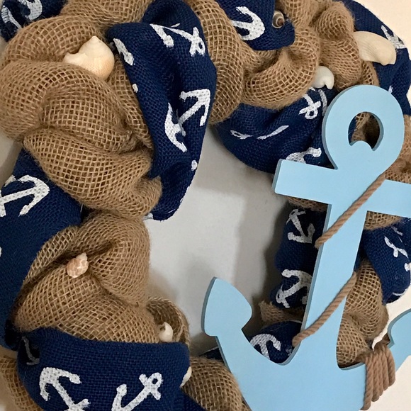 Handmade burlap anchor wreath - Picture 2 of 3