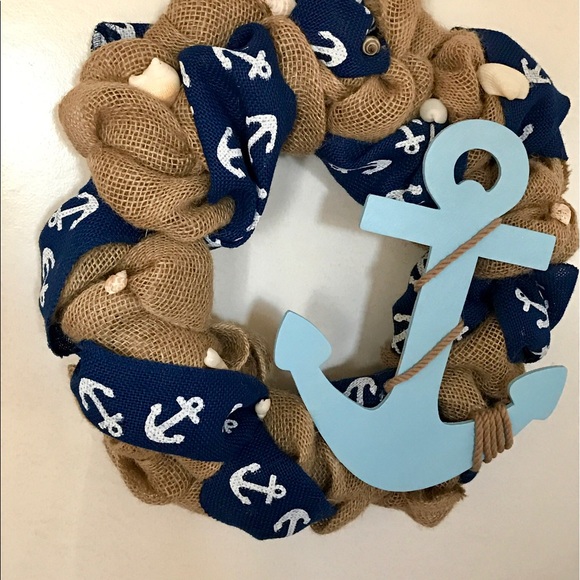 Handmade burlap anchor wreath - Picture 3 of 3