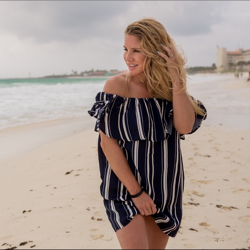 🌙Preppy Stripe Off The Shoulder Dress🌙