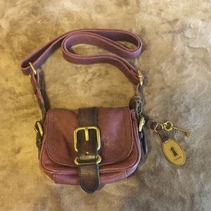 Fossil Purple Leather Shoulder Hand Bag