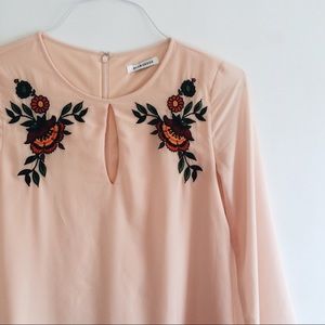 ASOS Pink Embroidered Keyhole Shift Dress