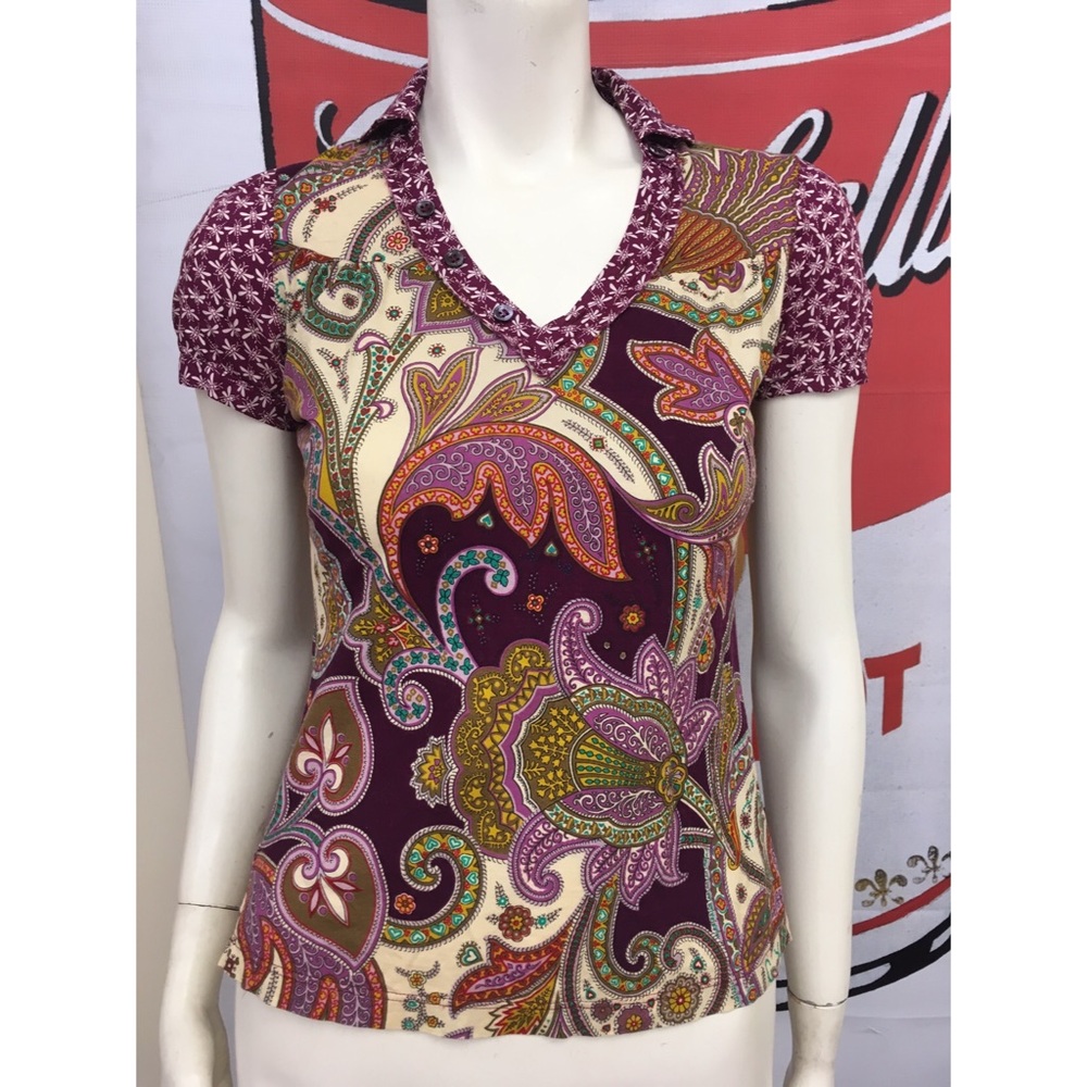 Etro Paisley and Dragonfly print polo shirt