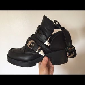 TOBI black leather cutout boots