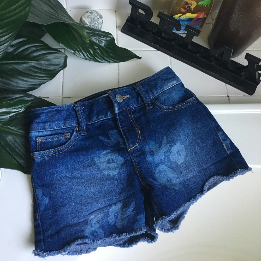 Girls Flower Denim Shorts