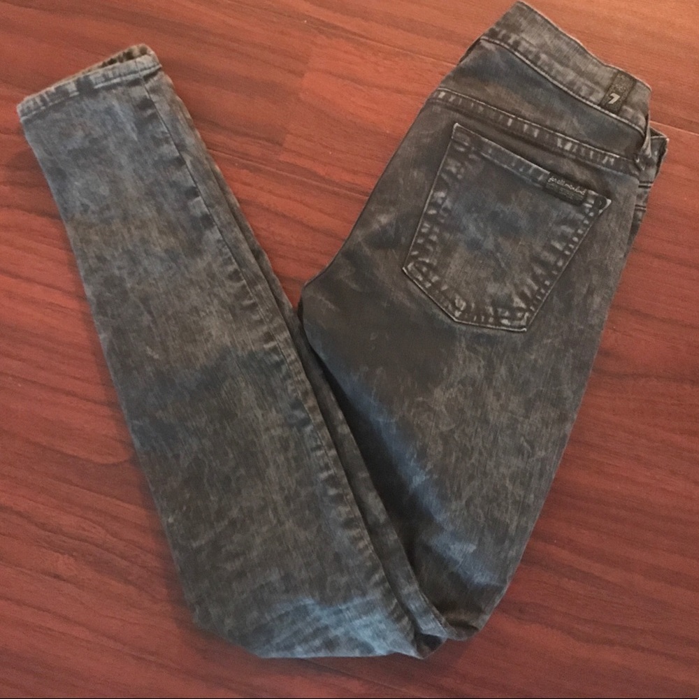 7 For All Mankind Skinny Acid Wash Jeans