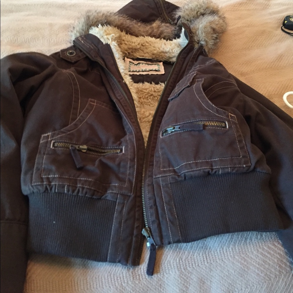 Furry Hooded Brown Coat