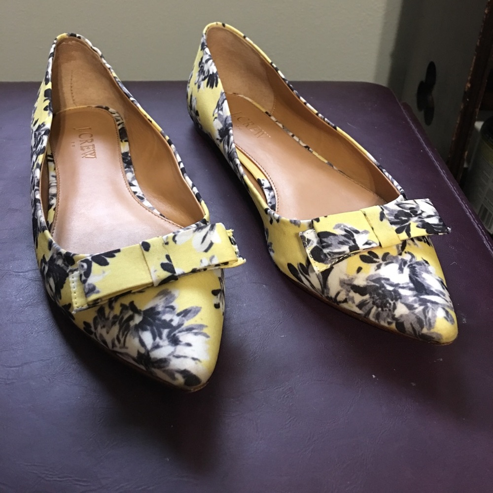 J Crew Floral Bow Flats