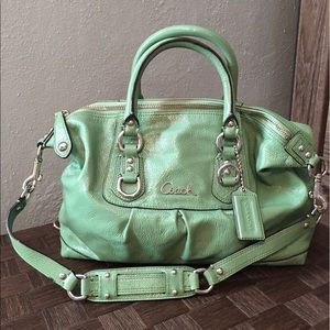 Coach green patent leather handbag