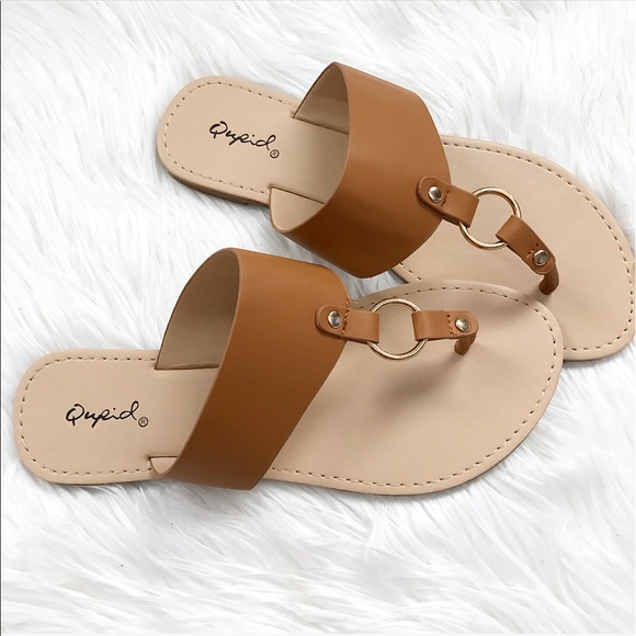 LAST PAIR// Casual Camel Sandals - Picture 2 of 4