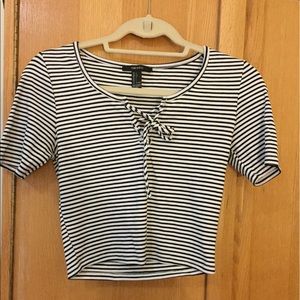 Forever 21 black and white stripped crop top