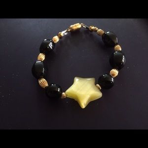 OOAK black onyx and tarnish proof brass bracelet