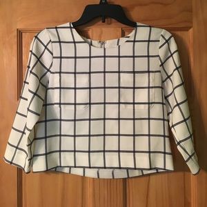 ✨ JOA Checkered Three Quartered Sleeve Blouse