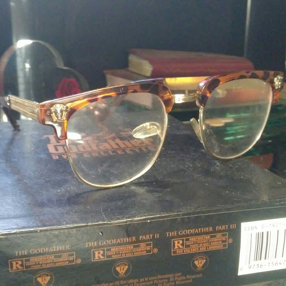 Medusa head. Gold & Leopard Trimmed Glasses