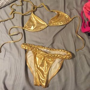 Gold metallic bikini size small
